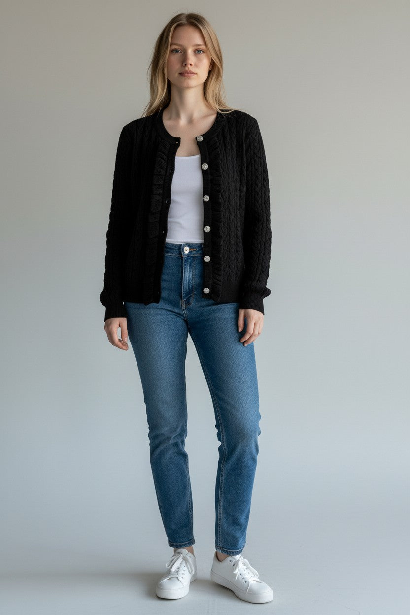 Long Sleeve Button Front Cardigan Sweater LM8L29WF12