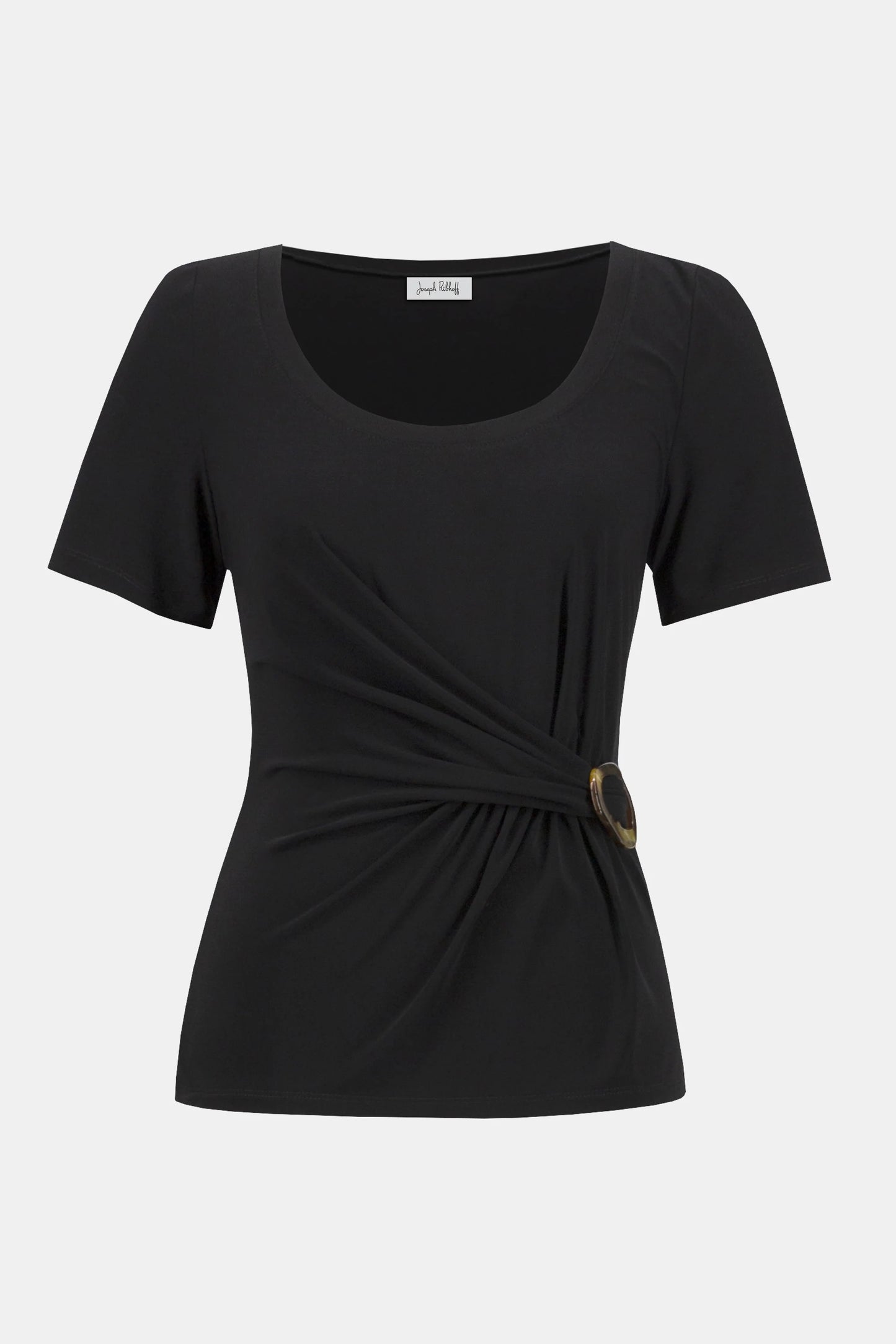 Silky Knit Fitted Top W/Buckle Detail 252230