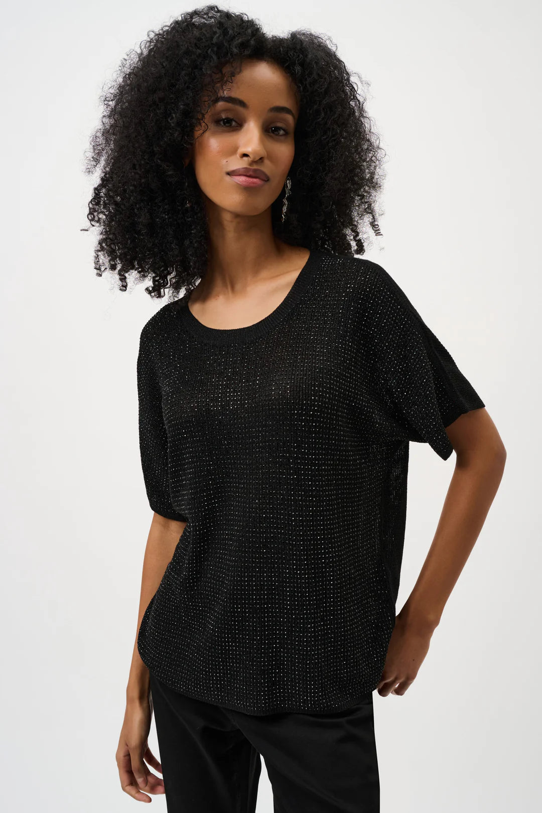 Metallic Knitted T-Shirt W Rhinestones 263900CO