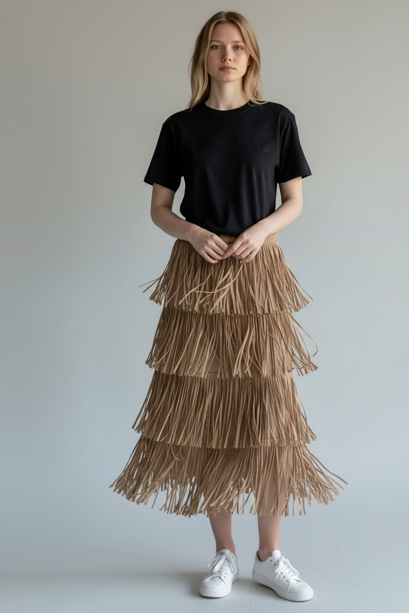 Poly Fringe Skirt 194312