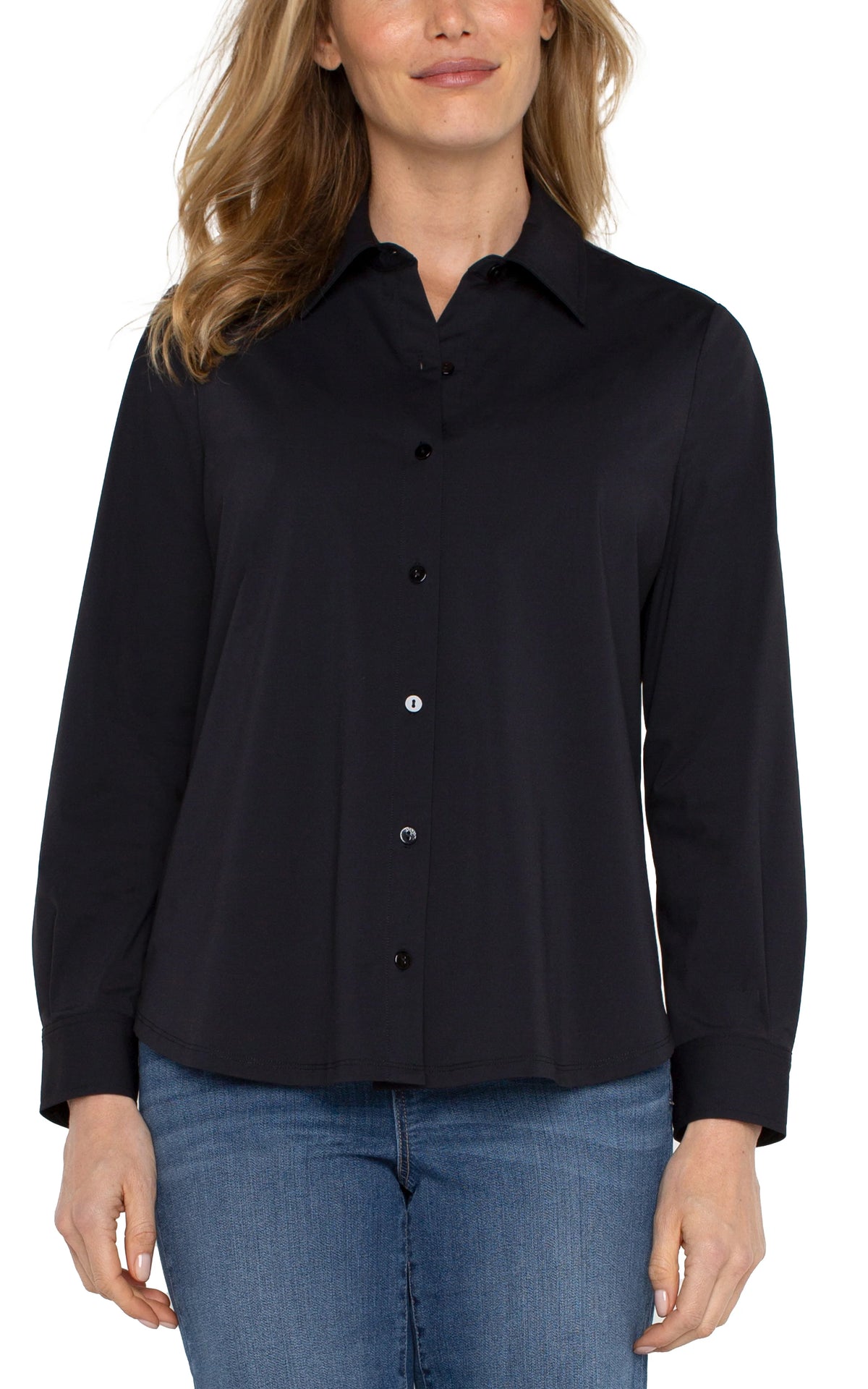 Long Sleeve Button Front Knit Shirt LM8E25ETK
