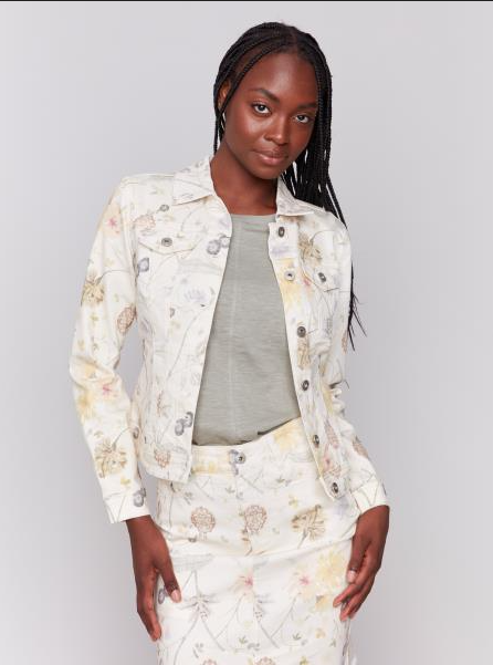 Printed Stretch Denim Jacket C6302T