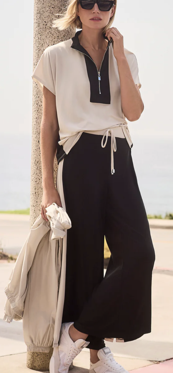 Silky Knit Color Block Wide Leg Pant 261612