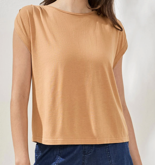 Boat Sleeve Cap Sleeve Top W/Pleats 6077O