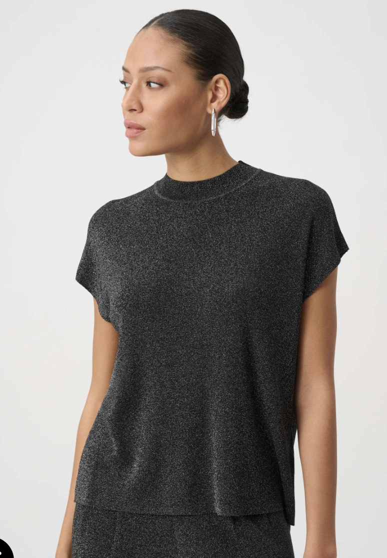 Mock Neck Lurex Sweater Top 264943