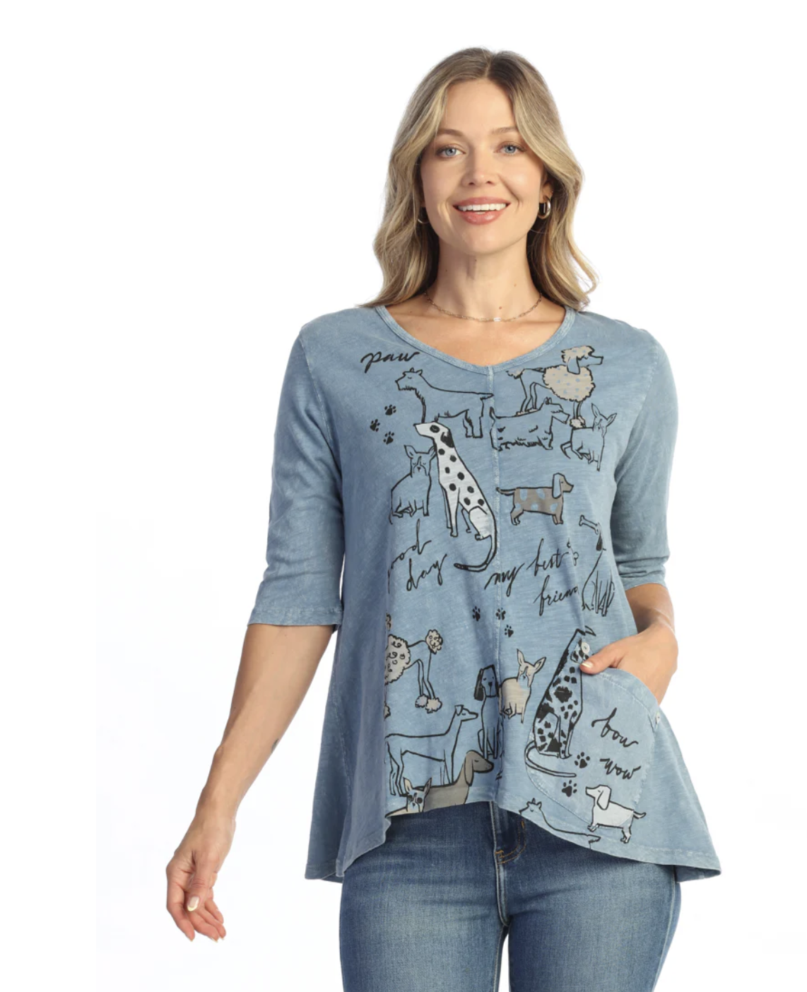 Riva Pawfect Neck Elbow Slv W Contrast Pocket & Buttons M139-2229