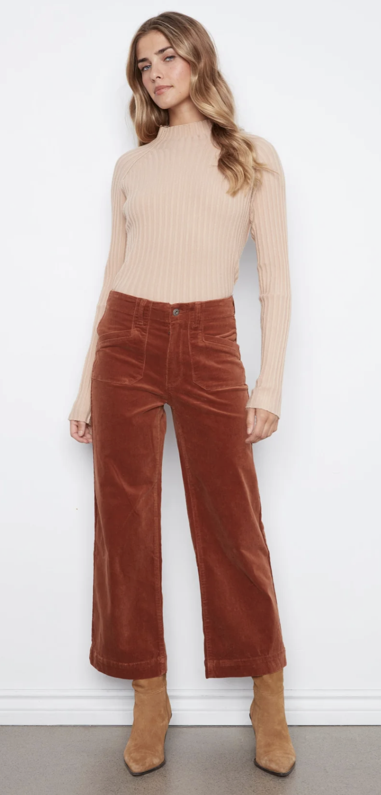 Cropped Wide Leg Corduroy Pants W/Patch Pockets C5660RR