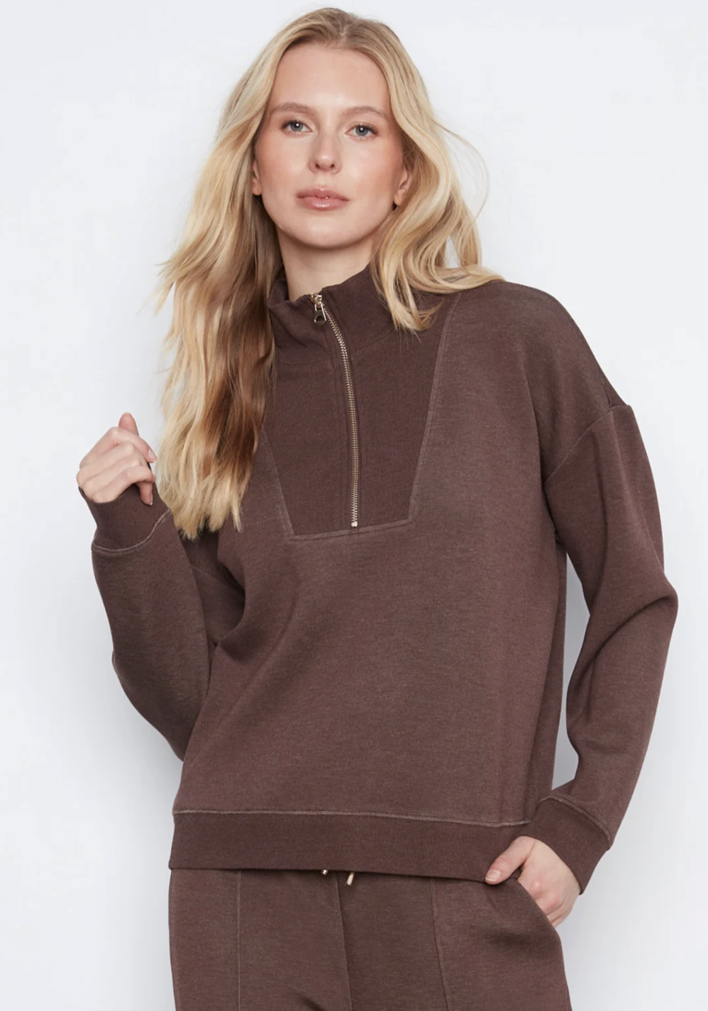 Long Sleeve Half-Zip High Collar Sweatshirt C1454