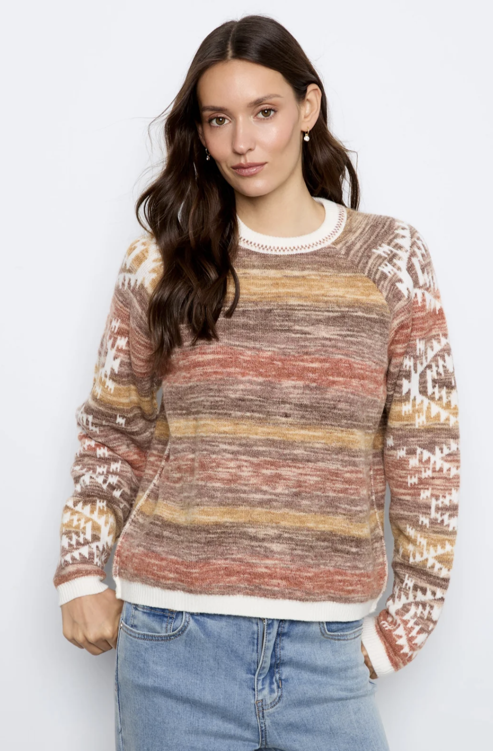 Double Layers Reversible Raglan Long Sleeve Sweater C2130