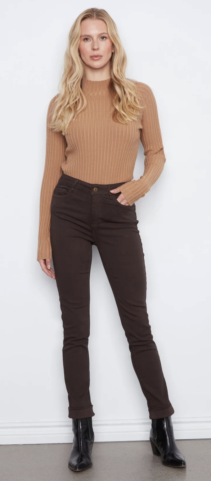 Cuffed Hem Slim 5 Pocket Twill Pants C5309YR