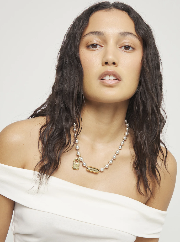 Beat Gold And Silver Necklace COL1390OROMTL0U