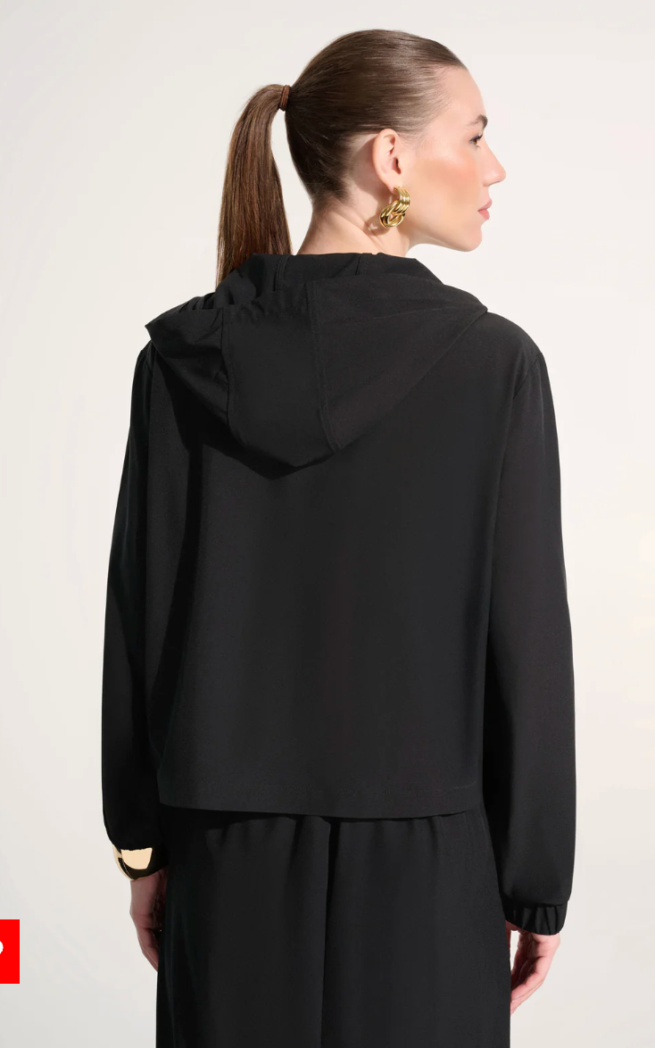 Stretch Woven Hooded Boxy Utility Jacket 262621
