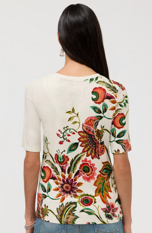 The Janie Favorite Fitted V-Neck Elbow Sleeve Tee T12726B-4