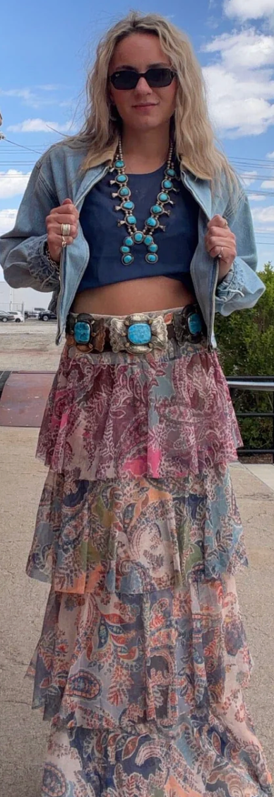 Printed Tiered Maxi Skirt 194807D