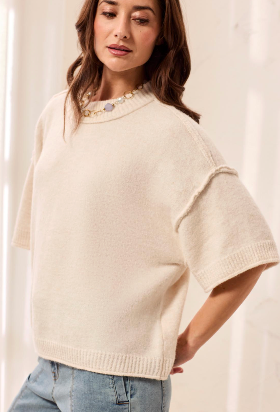 Lofty Elbow Slv Crew Nk Sweater 6278O-5774