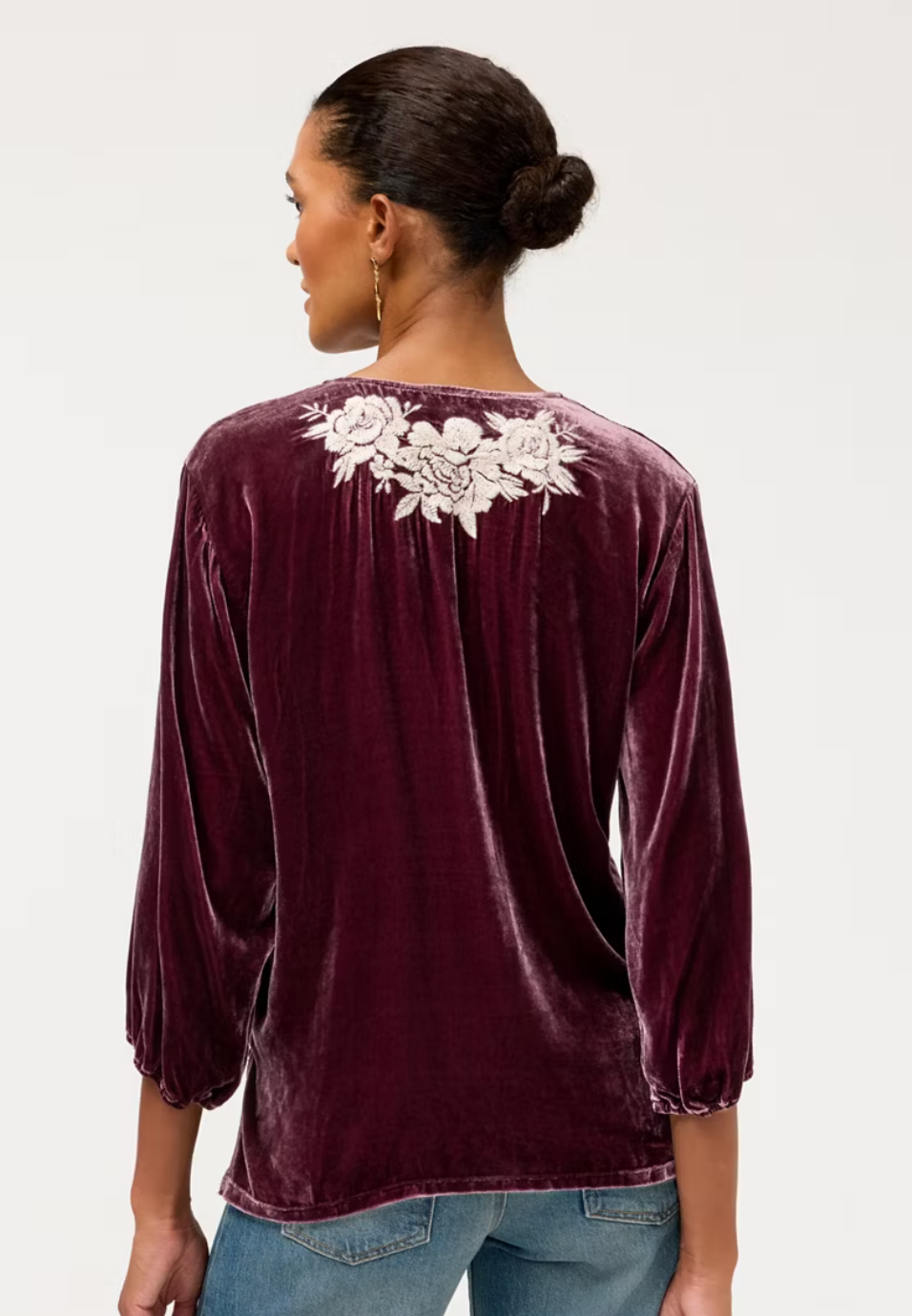 Split Neck Velvet Blouse Olenna J11626-9