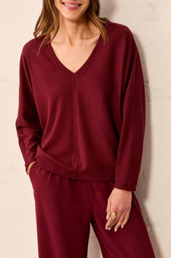 L/S Dolman V-Neck Top 6241O-5607