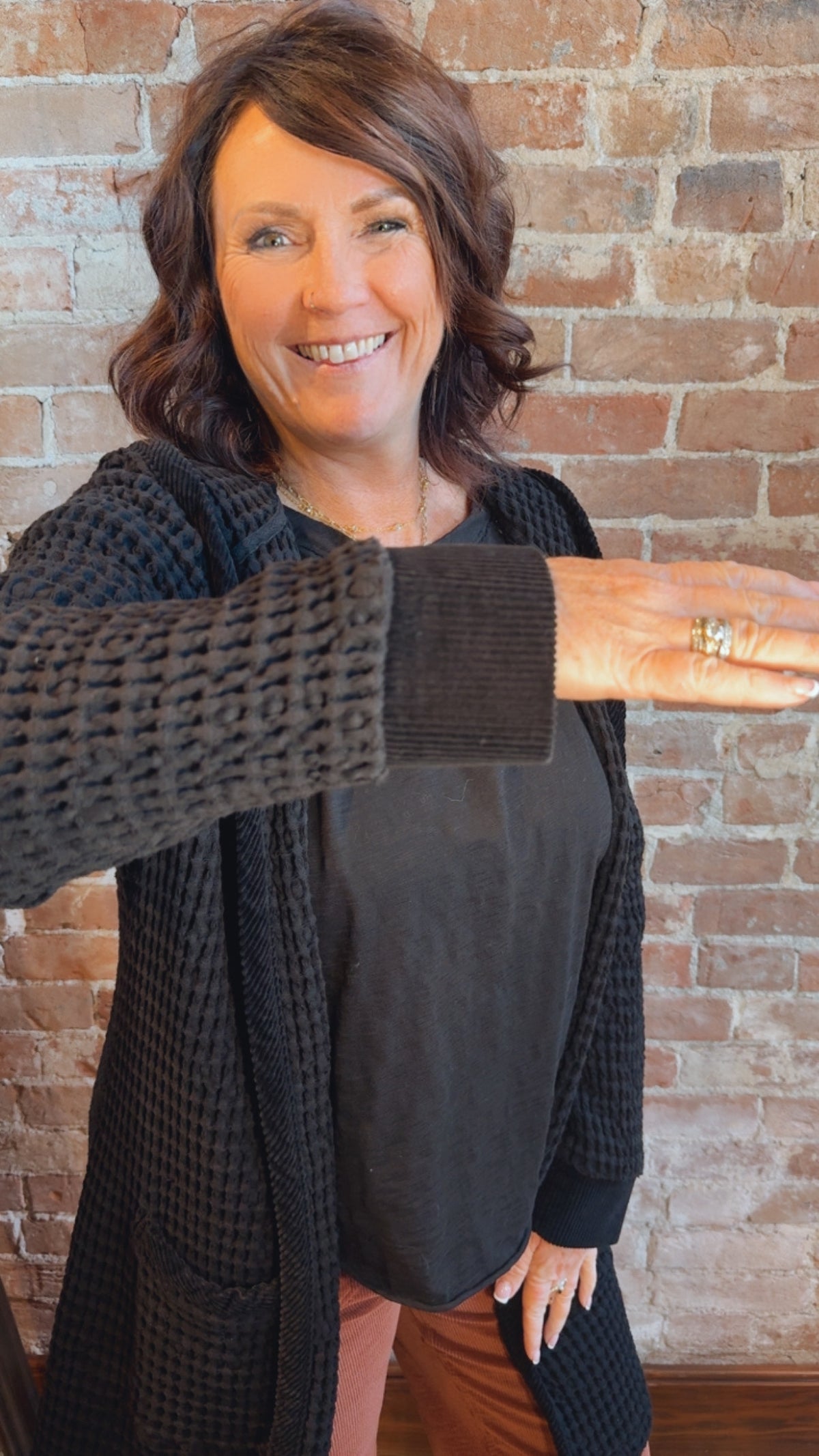 Hooded Long Open Cardi 46F-10482