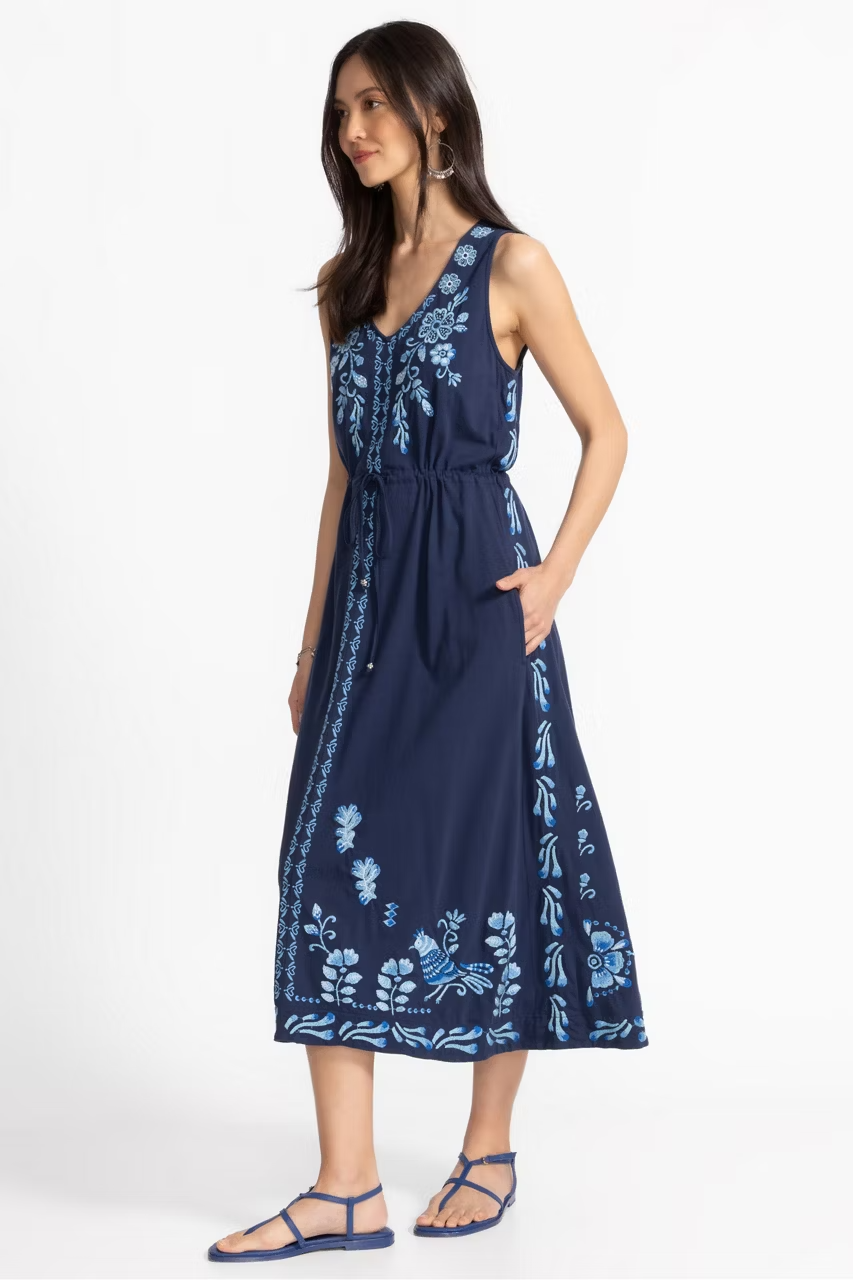 V-Neck Drawstring Knit Dress-Yadira J37525-5