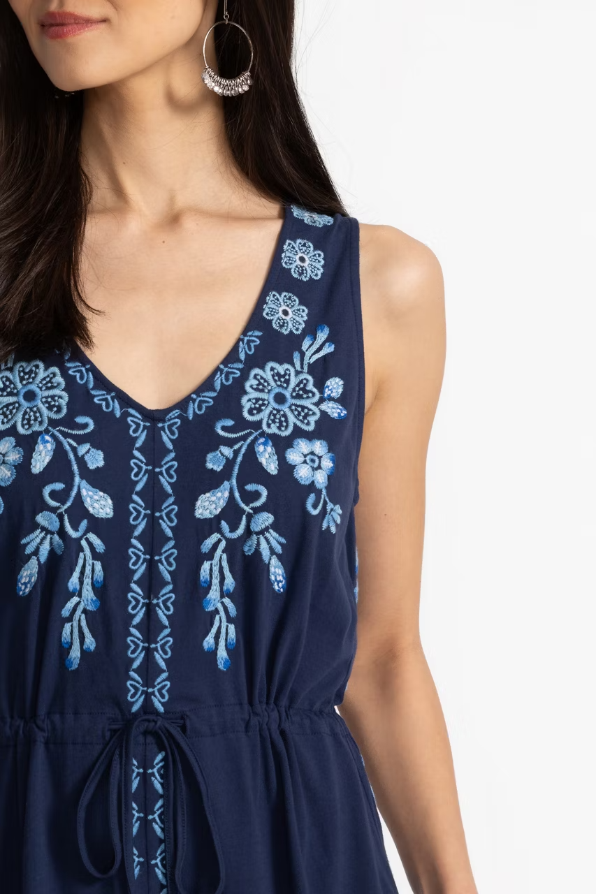 V-Neck Drawstring Knit Dress-Yadira J37525-5