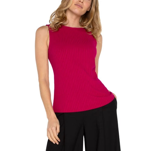 Sleeveless Boat Neck Ribbed Knit Top LM8747K61