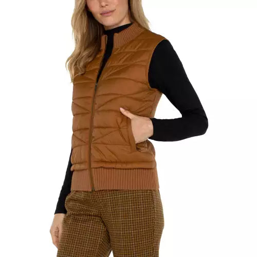 Quilted Front Full Zip Sweater Vest