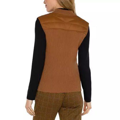 Quilted Front Full Zip Sweater Vest LM8E40SW53