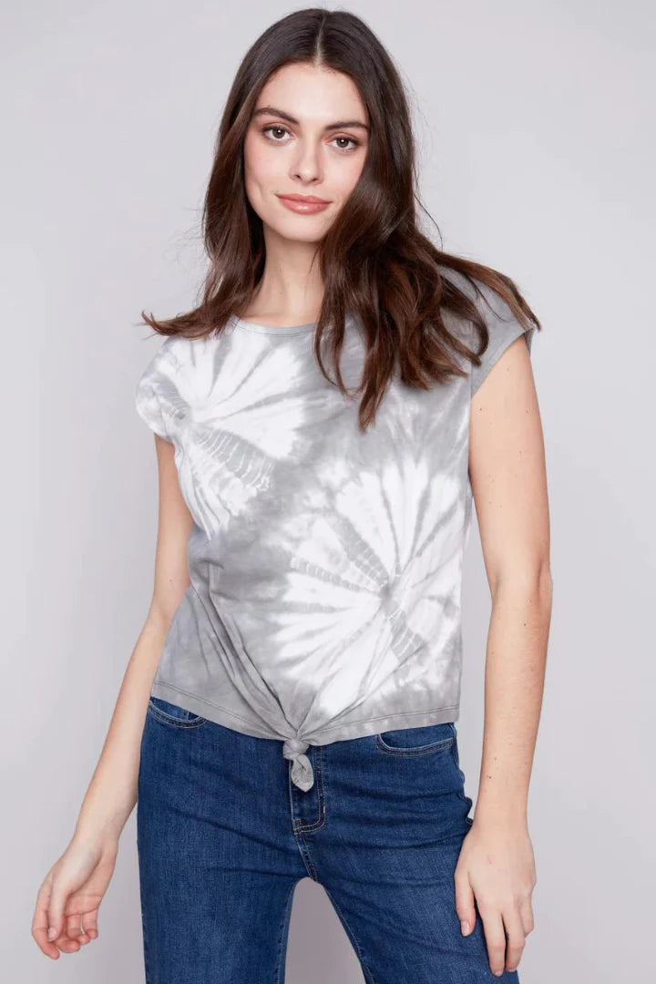 Printed Knot Front Top