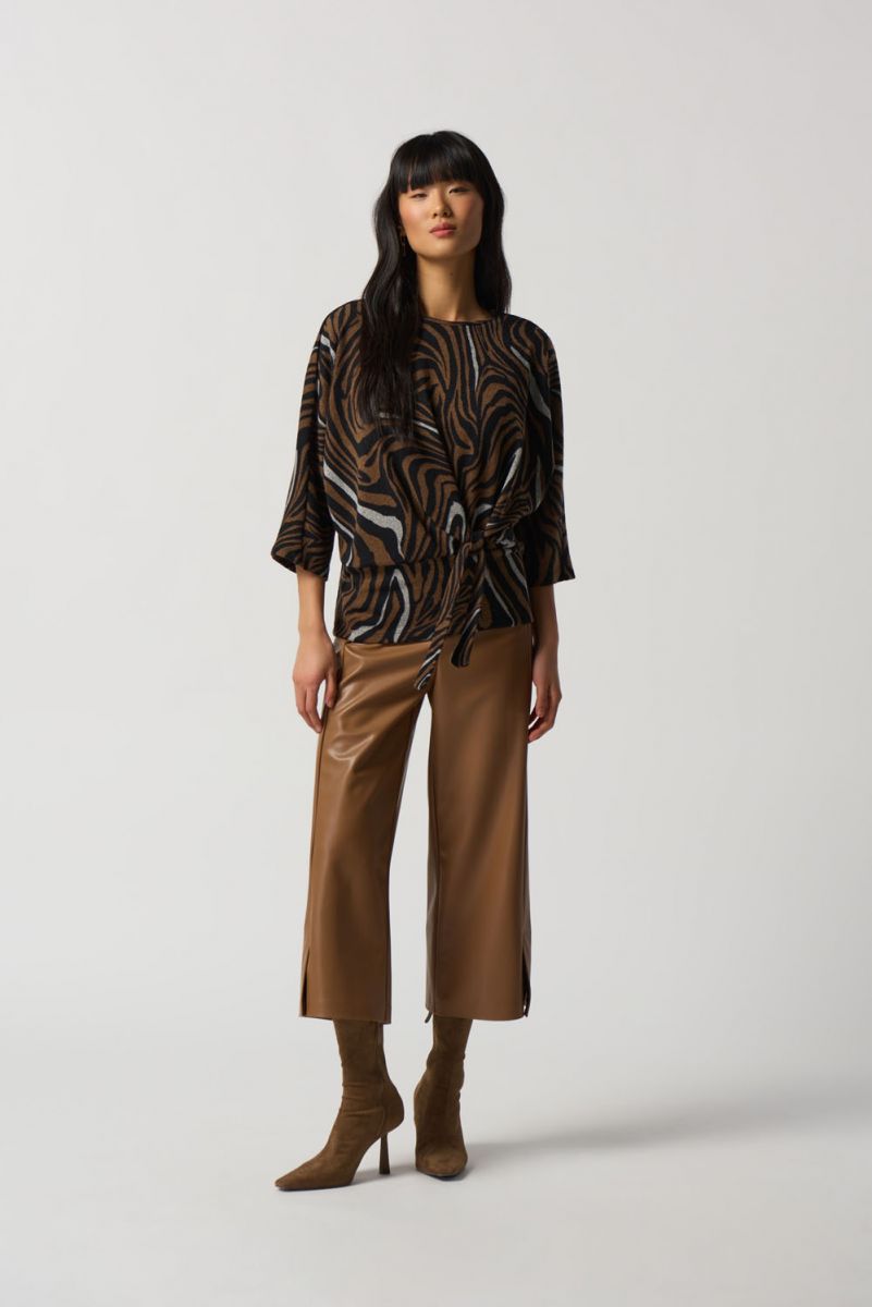 Tie Front Animal Print Top