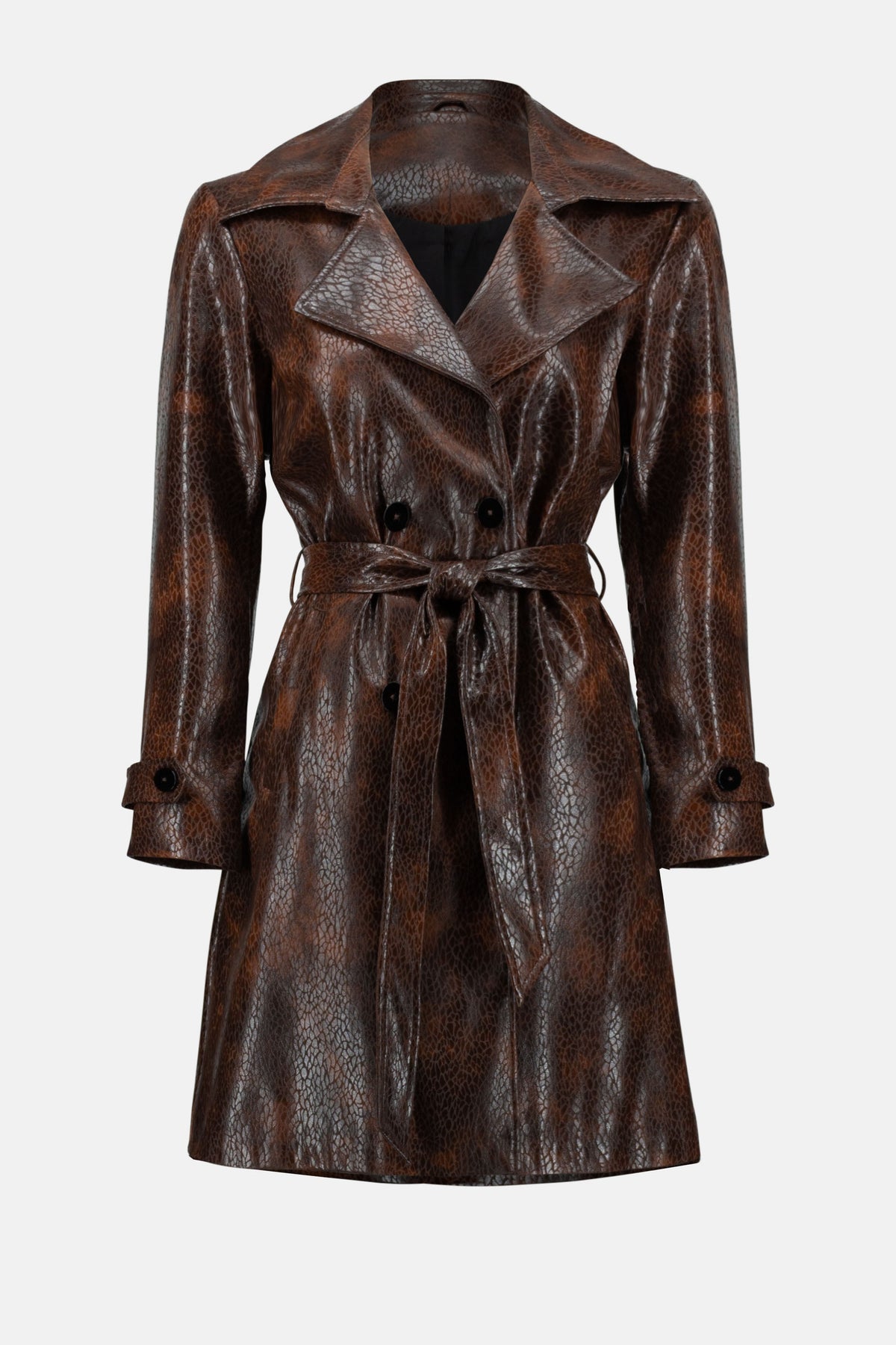 Embossed Pleather Trench