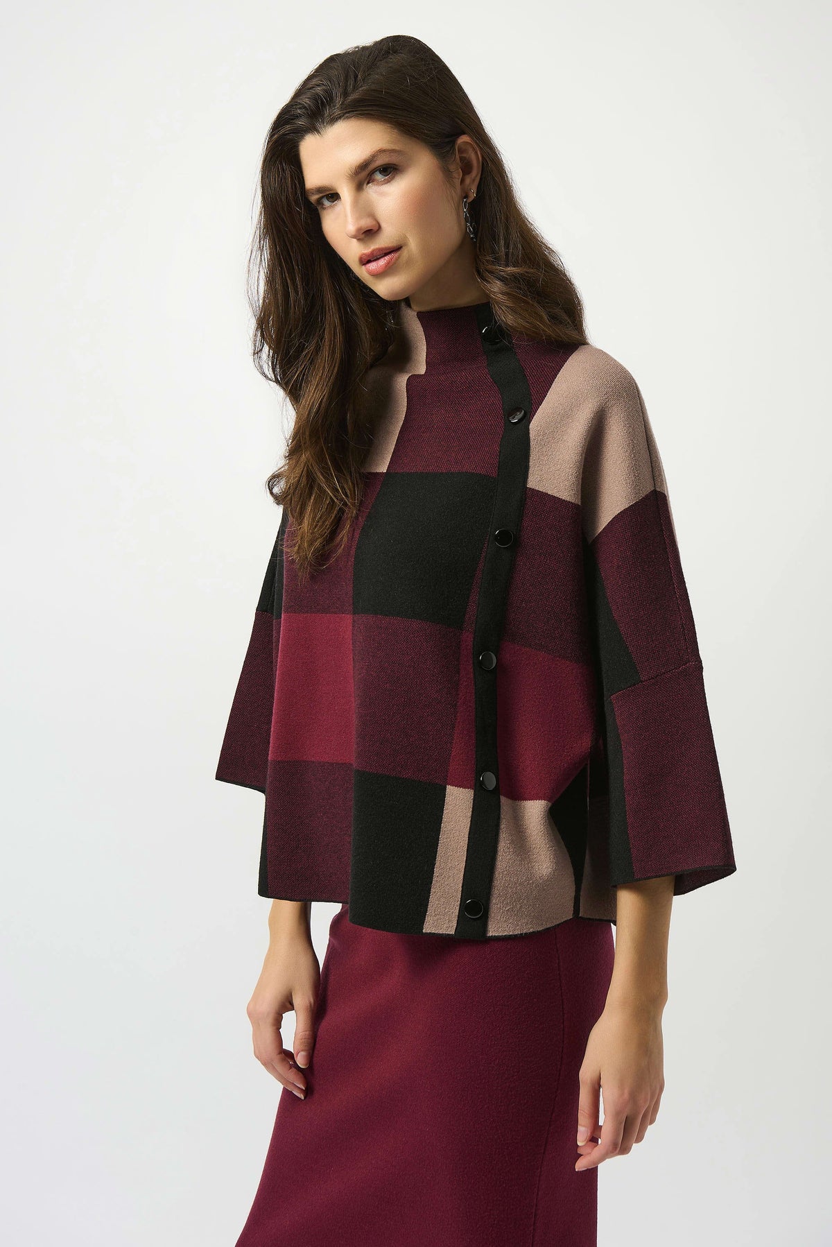 Dolman Sleeve Knit Top W/Button Detail 243948F25