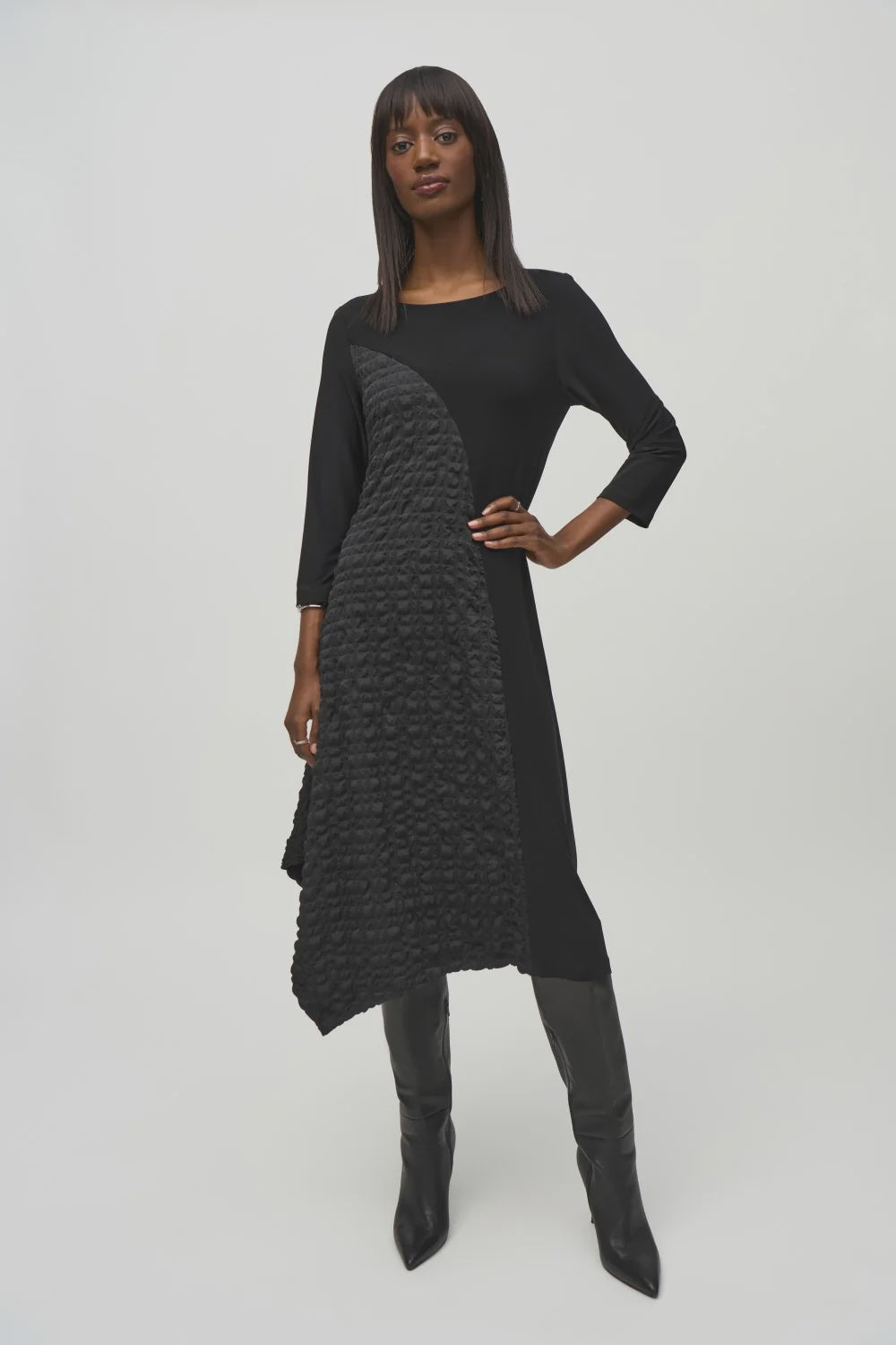 Knit And Jacquard Handkerchief Dress