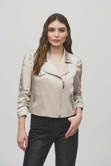 Foiled Faux-Suede Moto Jacket