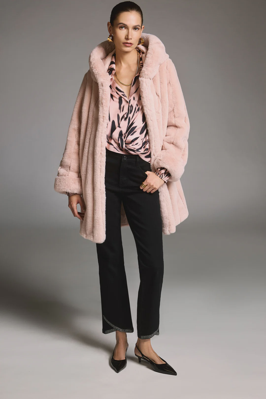 Faux Fur Reversible Hooded Coat 253926