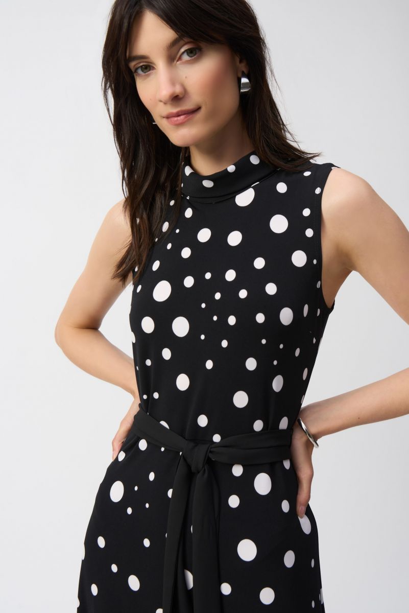 Silky Knit Dot Print Fit And Flare Dress