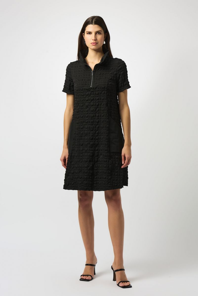 S/S Mixed Media 1/2 Zip Dress