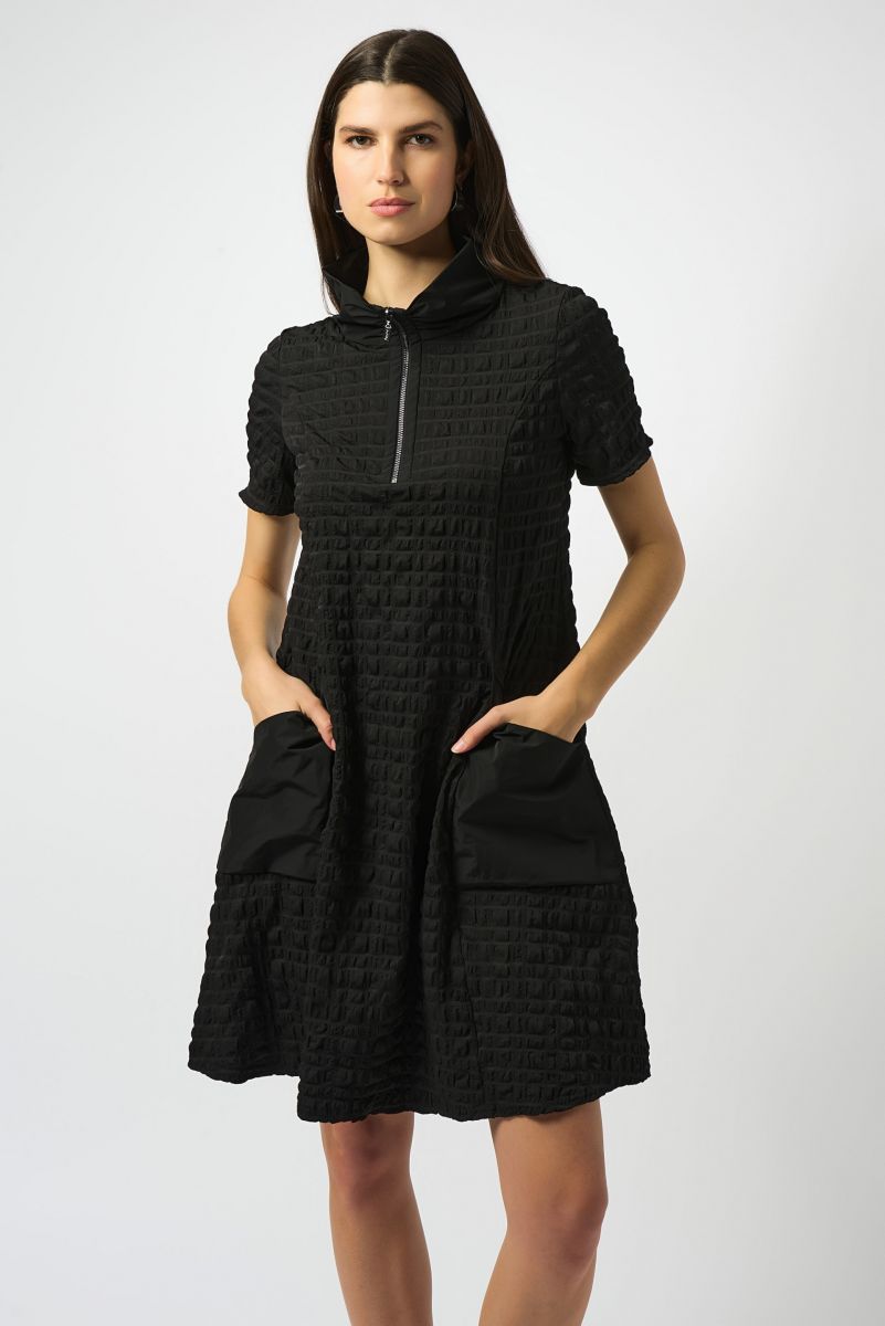 S/S Mixed Media 1/2 Zip Dress