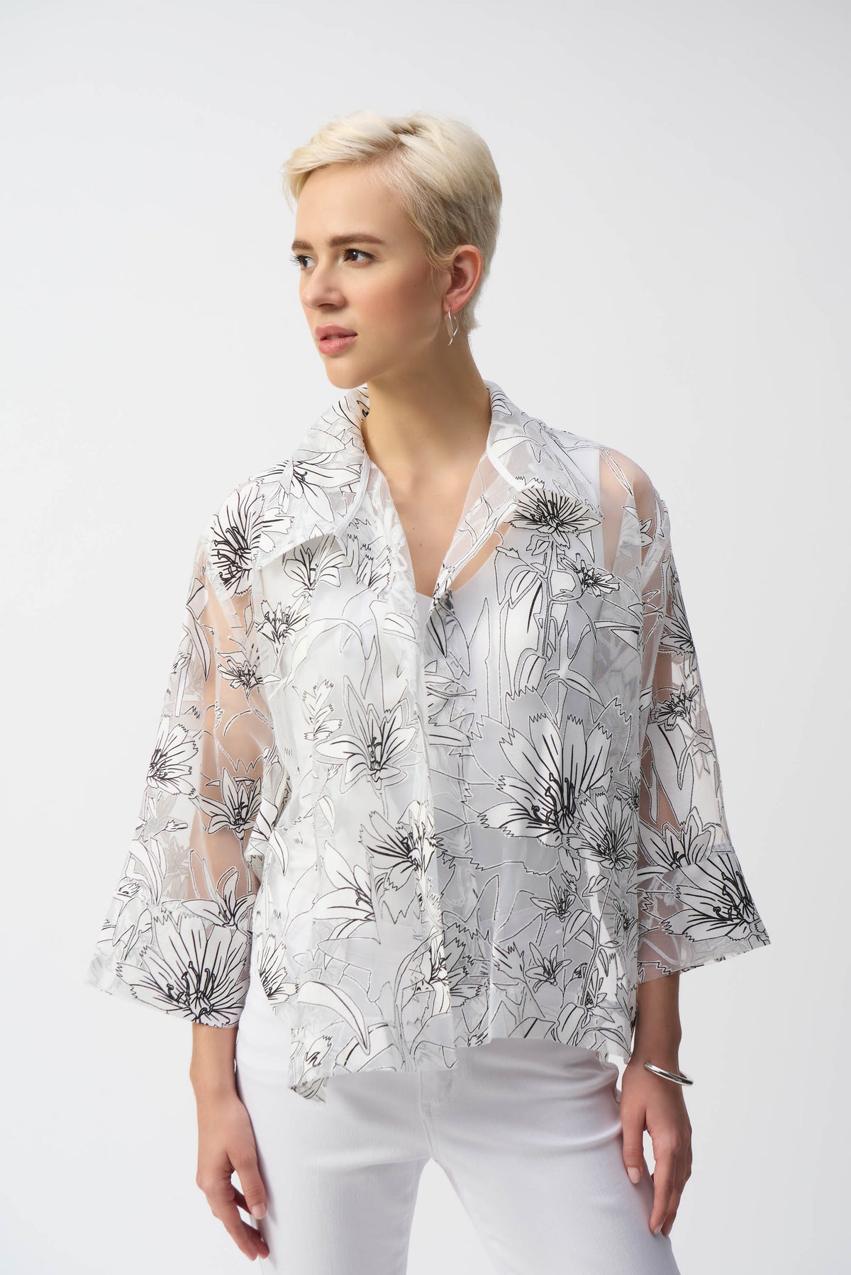 Organza Floral Print Boxy Cover-Up 251102