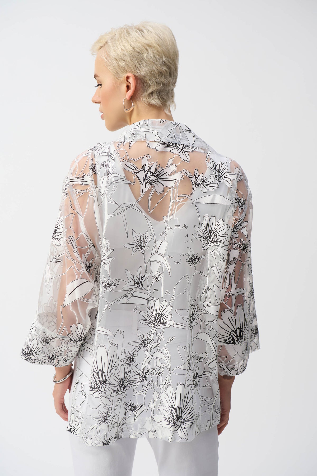 Organza Floral Print Boxy Cover-Up 251102