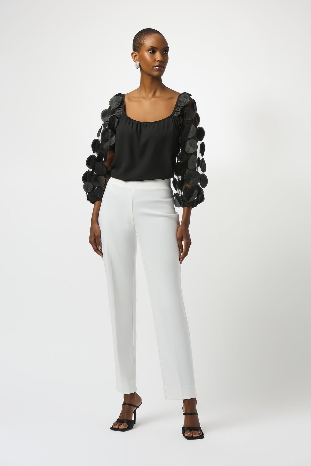 Silky Knit Top W/3D Dot Sleeves 251273