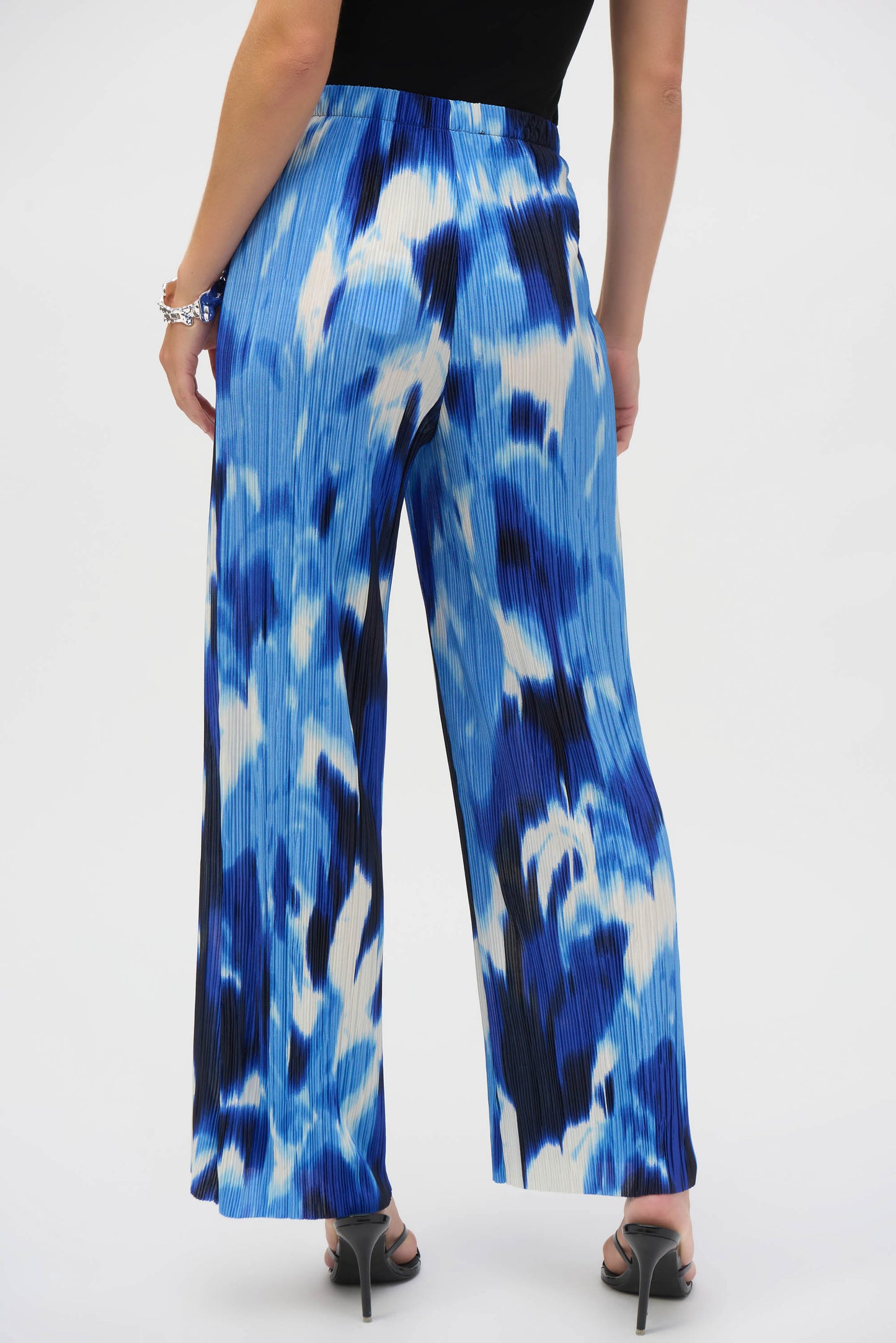 Pleated Novelty Tropical Print Wide Leg Pants 252138
