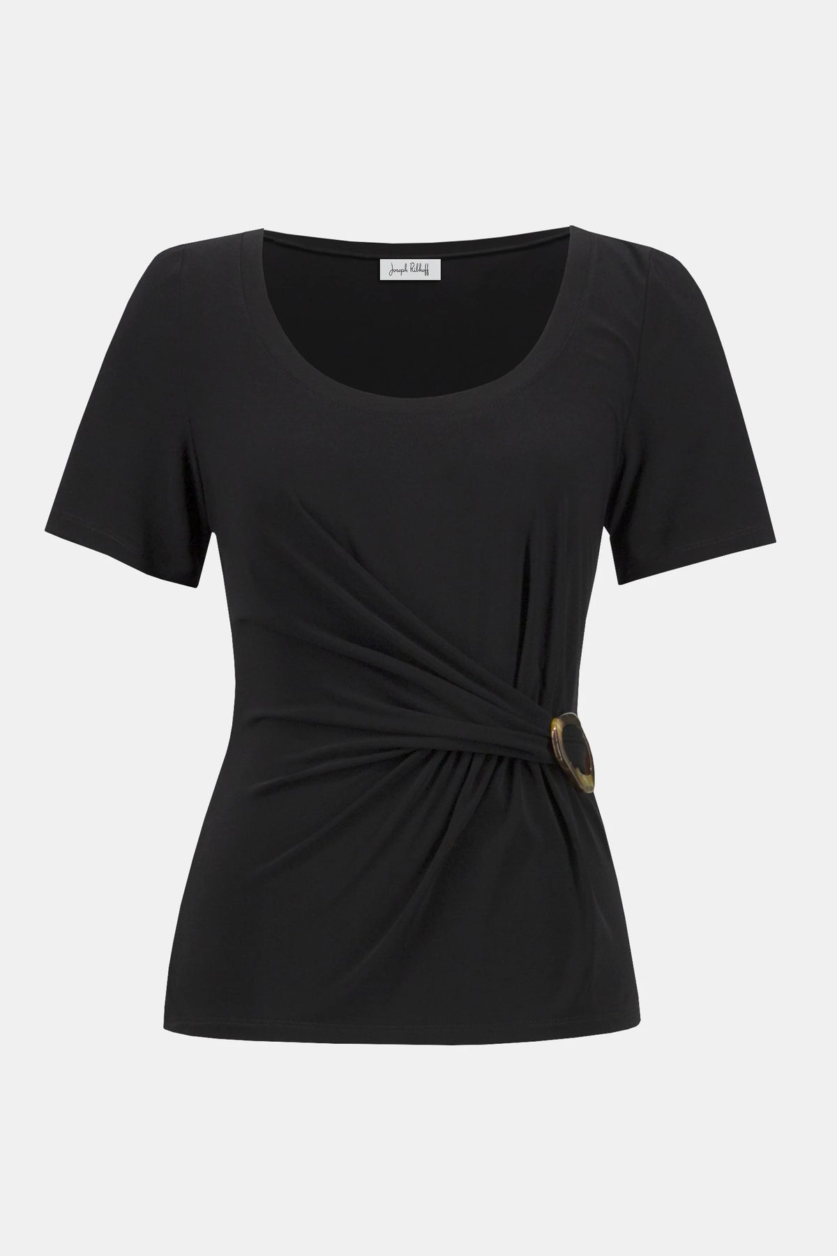 Silky Knit Fitted Top W/Buckle Detail 252230
