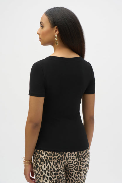 Silky Knit Fitted Top W/Buckle Detail 252230