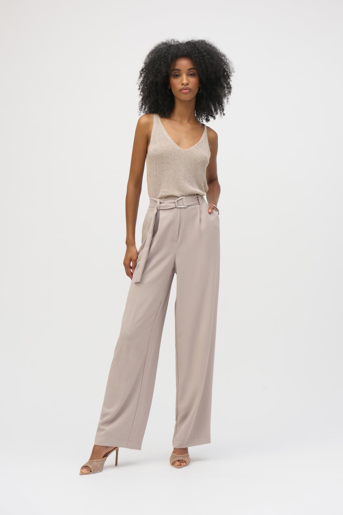 Metallic Knitted Camisole W/Rhinestones T 252915