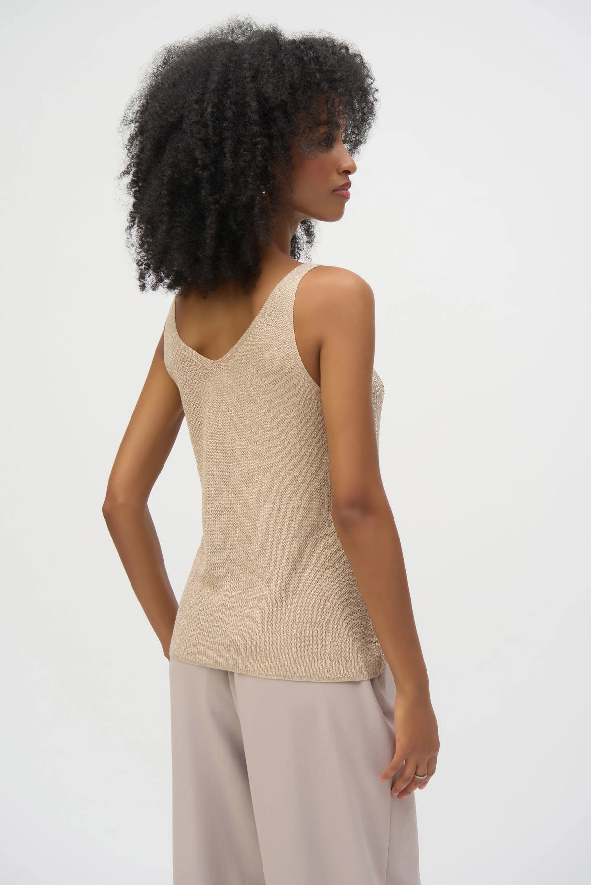 Metallic Knitted Camisole W/Rhinestones T 252915