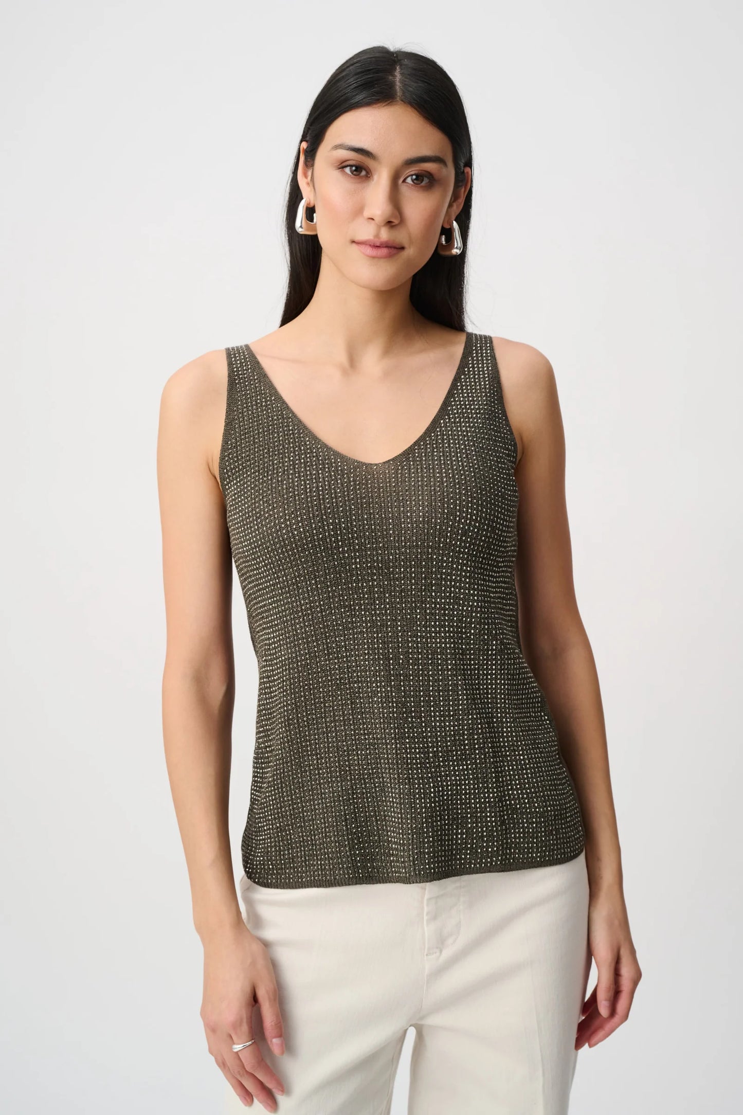 Metallic Knitted Camisole W/Rhinestones 252915