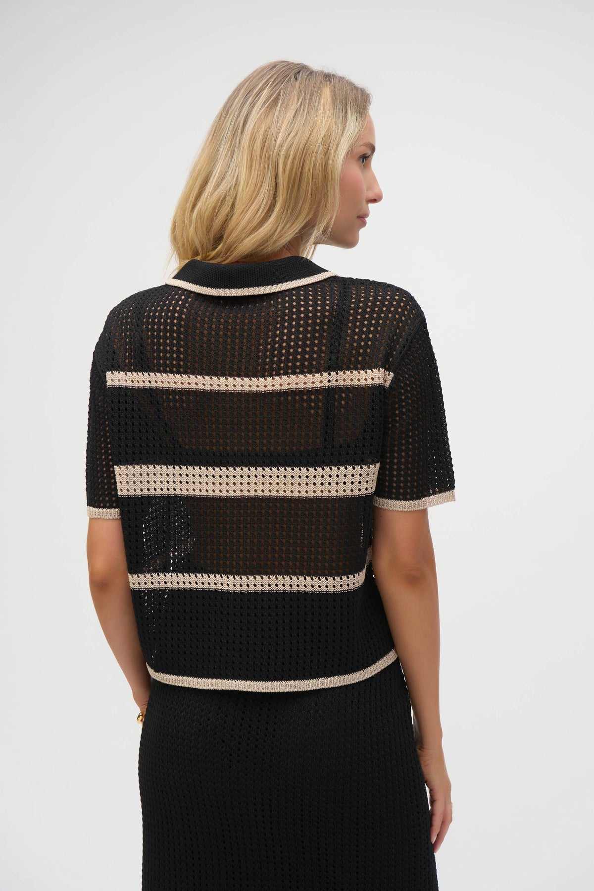 Sweater Knit Open Stitch Stripe Cover Up 252924