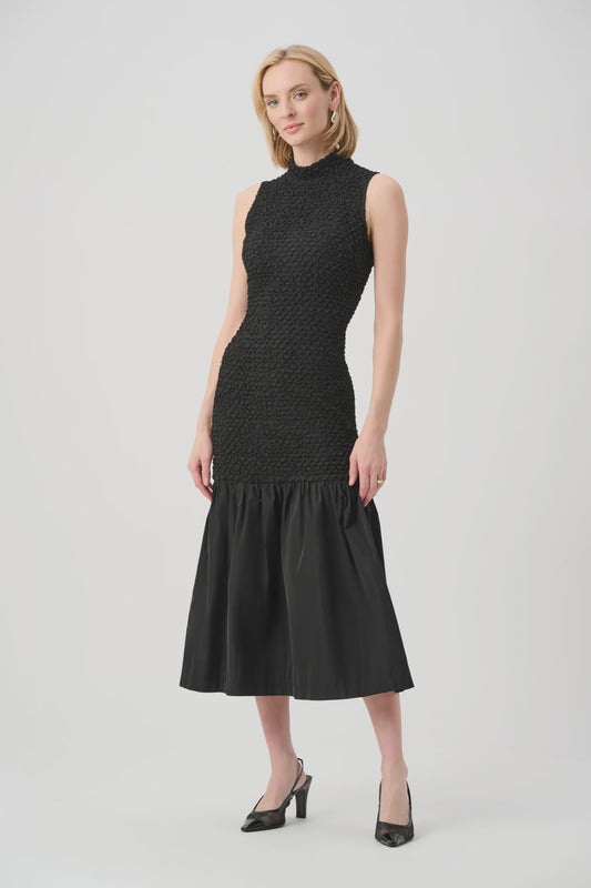 Textured Jacquard Flounce Dress With Memory 263133
