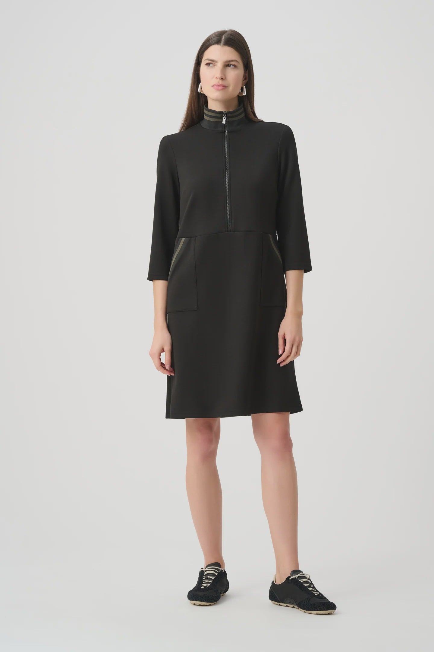 Scuba Jersey Funnel- Neck Straight Dress 263615