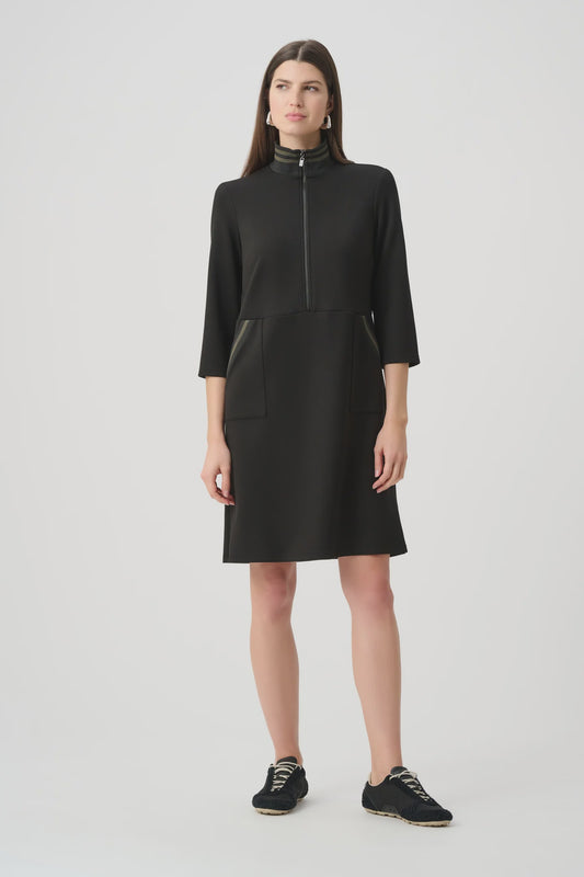Scuba Jersey Funnel- Neck Straight Dress 263615